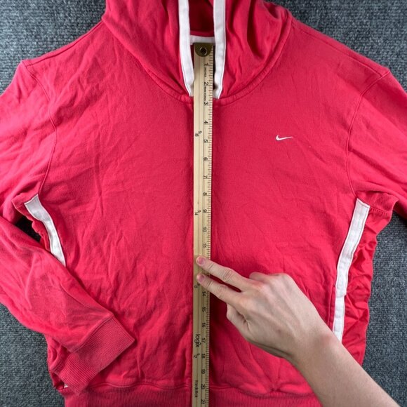 VTG Nike Silver Tag Girls Pink Full Zip Hoodie XL 16-18 Long Sleeve White Accent - Picture 2 of 11